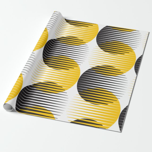 Papel De Presente Linhas modernas e círculo sem costura geométrica (Desenrolado)