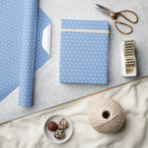 Papel De Presente Linhas Pontilhadas Onduladas Azuis Escuras em Azul
