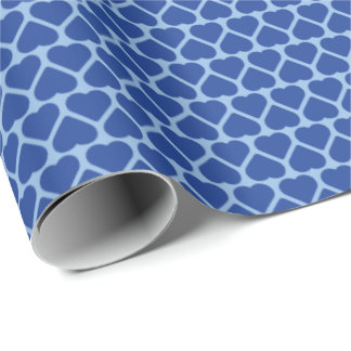 Papel De Presente Linhas Simples de Pequenos Corações Azul Escuro em