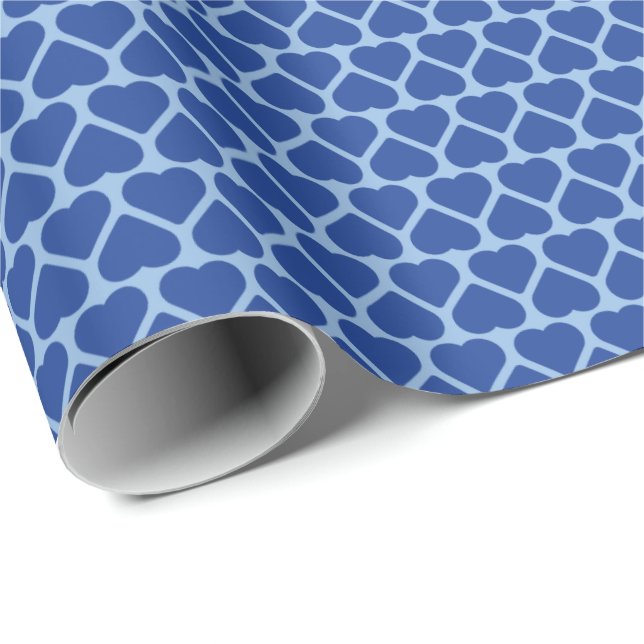 Papel De Presente Linhas Simples de Pequenos Corações Azul Escuro em (Ponta do rolo)