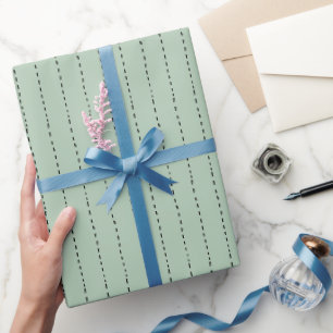 Papel De Presente Linhas Tracejadas em Verde Sage Claro