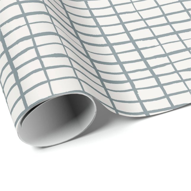 Papel De Presente linhas xadrez simples geométrico minimalista (Ponta do rolo)