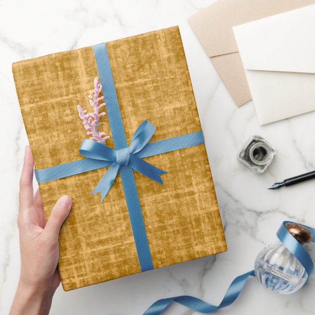Papel De Presente Linho Amarelo Dourado (Presentear)