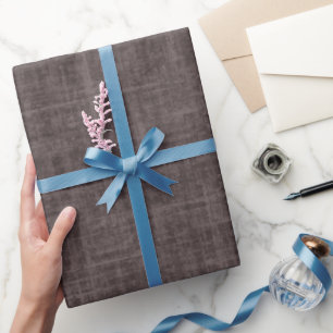 Papel De Presente Linho Marrom Cinza Escuro