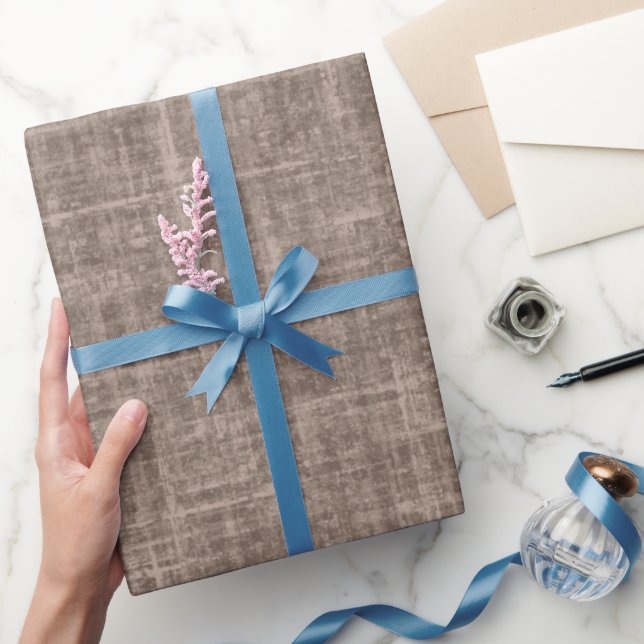 Papel De Presente Linho Marrom Médio (Presentear)