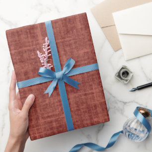 Papel De Presente Linho Marrom Vermelho