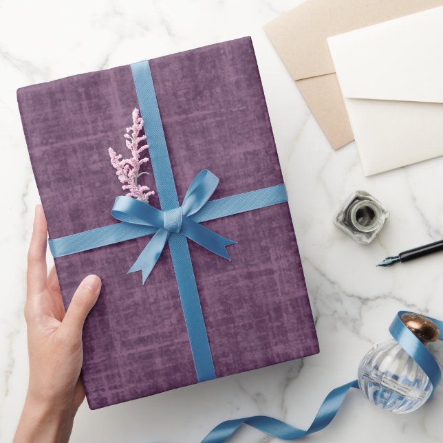 Papel De Presente Linho Roxo Magenta Escuro (Presentear)