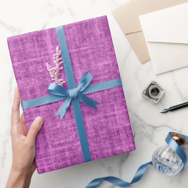 Papel De Presente Linho Roxo Rosa Claro (Presentear)