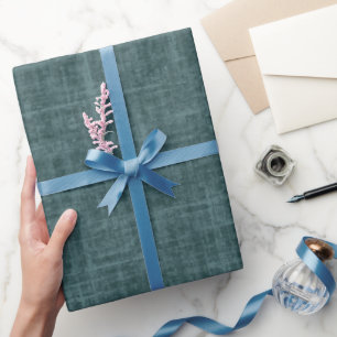 Papel De Presente Linho Verde Azul Escuro