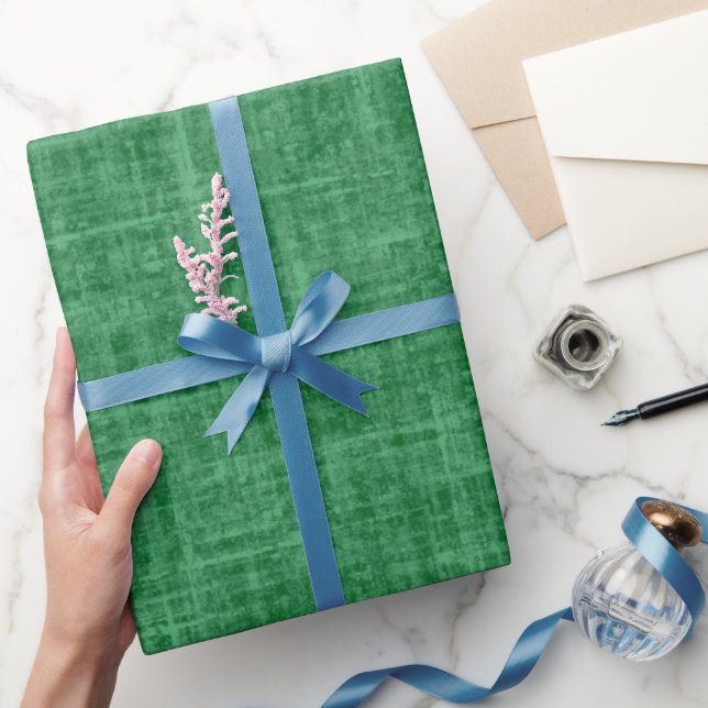 Papel De Presente Linho Verde de Natal (Presentear)