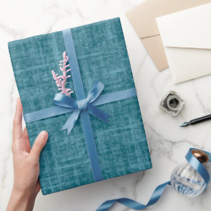 Papel De Presente Linho Verde Teal Escuro
