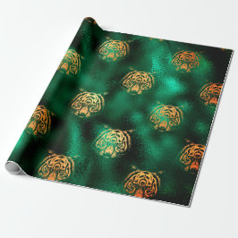 Papel De Presente Lion Design com papel de enrolamento verde