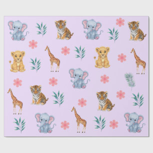 Papel De Presente Lion Tiger, elefante da selva Safari moderna