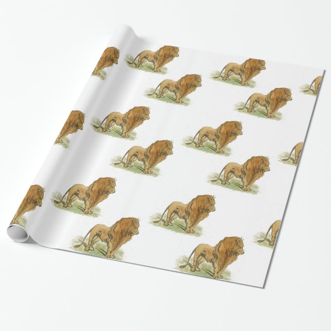 Papel De Presente Lions Emitir Impressão médio (Desenrolado)