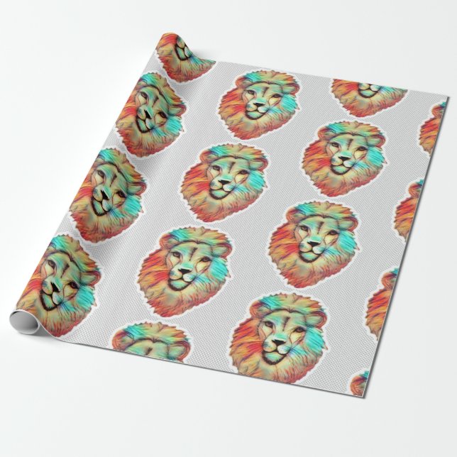 Papel De Presente Lion's Head Wrapping Paper (Desenrolado)
