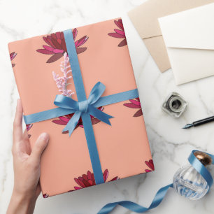 Papel De Presente Lírio de Água Rosa Vermelho