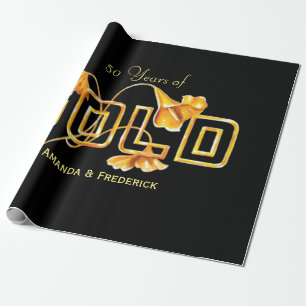 Papel De Presente Lírio-de-callas Dourado 50º Aniversário de Casamen
