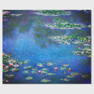 Papel De Presente Lírios de Água Vintage por Claude Monet