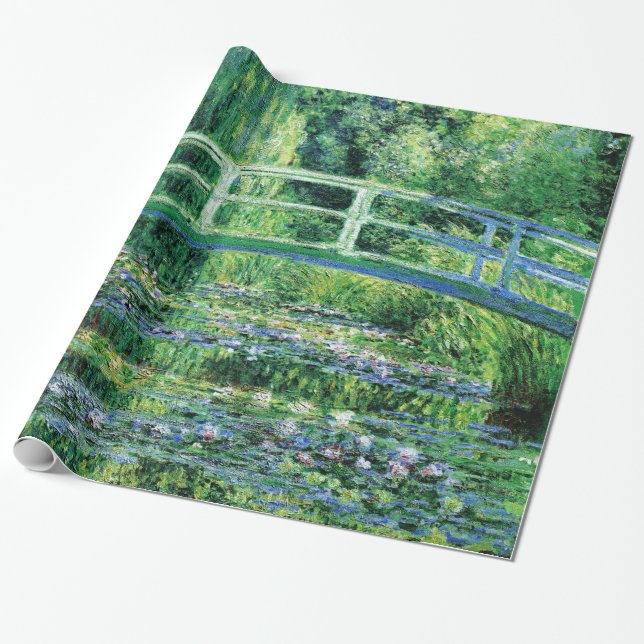 Papel De Presente Lírios e Ponte Japonesa, Claude Monet (Desenrolado)