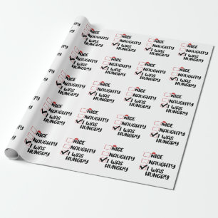 Papel De Presente Lista de Natal Nice Naughty Eu Estava com Fome