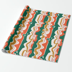 Papel De Presente Listra Abstrata Ondulada Festiva Retro