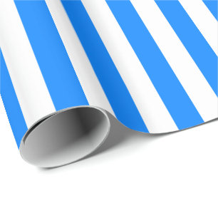 Papel De Presente Listra Azul Azure e Branco
