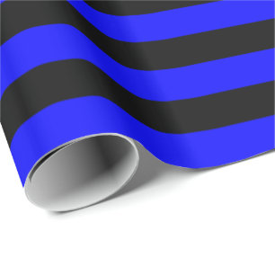 Papel De Presente Listra Azul e Preta