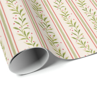 Papel De Presente Listra Botânica Pintada