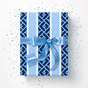 Papel De Presente Listra Chippendale em Azul Índigo