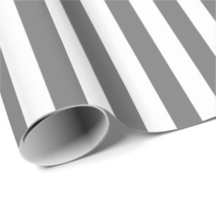 Papel De Presente Listra Cinza e Branco