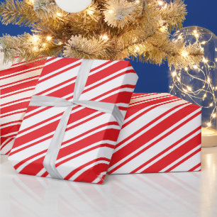 Papel De Presente Listra de Bastão de Natal Vermelho Tradicional