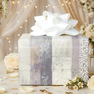 Papel De Presente Listra de Fazenda Lavanda Cinza Shabby Chic