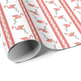 Papel De Presente Listra de Flamingo