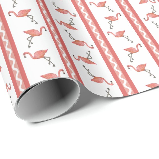 Papel De Presente Listra de Flamingo (Ponta do rolo)
