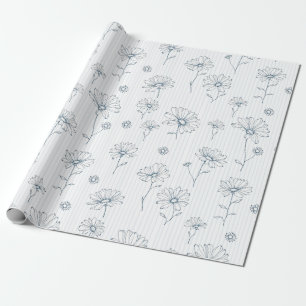 Papel De Presente Listra de Margarida Pastel em Arte de Linha (2)