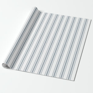 Papel De Presente Listra de Ticking Azul Francês