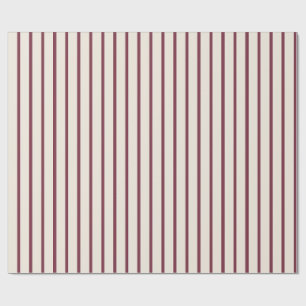 Papel De Presente Listra de Ticking Clássico de Natal Burgundy