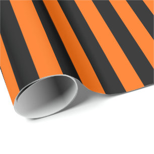 Papel De Presente Listra Laranja e Preta de Halloween