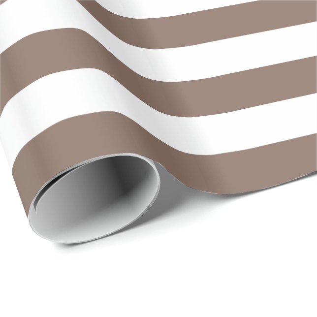 Papel De Presente Listra Marrom e Branco Taupe (Ponta do rolo)