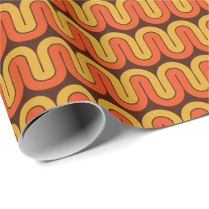 Papel De Presente Listra Retro Ondulada Groovy 70s Cor Vibe
