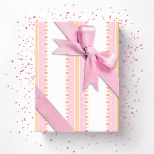 Papel De Presente Listra Rosa e Laranja