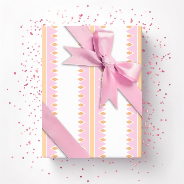 Papel De Presente Listra Rosa e Laranja (Criador carregado)