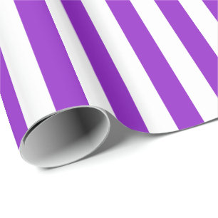Papel De Presente Listra Roxa e Branca