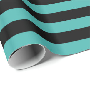 Papel De Presente Listra Verde Verdigris e Preto