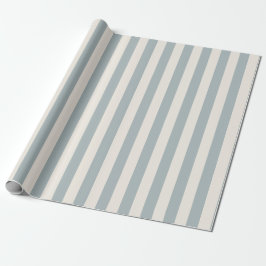Papel De Presente Listra Vertical Azul-Cinza Claro e Creme