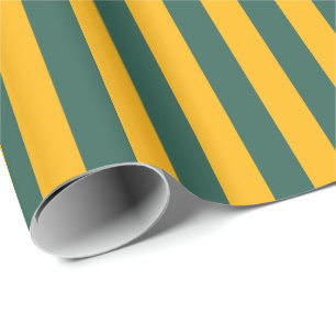 Papel De Presente Listra Vertical Ouro Verde e Amarelo