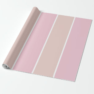 Papel De Presente Listra Vertical Rosa Suave e Bege
