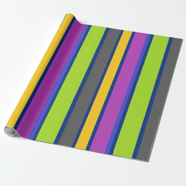 Papel De Presente Listrado Colorido  (Desenrolado)