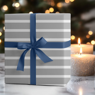 Papel De Presente Listrado Horizontal Branco Cinza Escuro