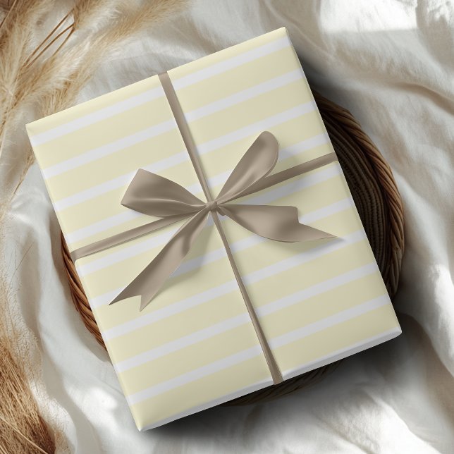 Papel De Presente Listrado Horizontal Branco Creme (Criador carregado)